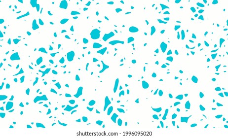 Chaotic small azure spots on a white background. Grunge background.