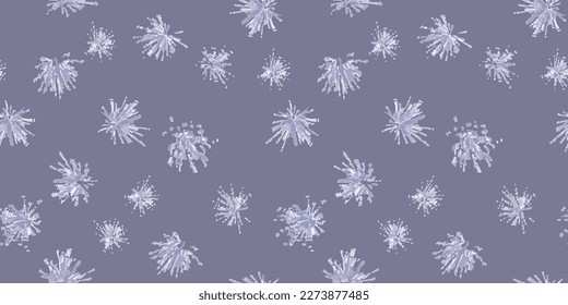 Chaotic spots seamless pattern. Chaotic flare blue background. Drawn flashes of light, circles, bursts, fireworks. Simple design, background for fabric, textile, wrapping.