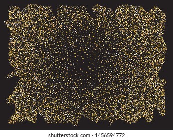 Chaotic squares on black background. Magic element for your design. Vector illustration vintage. Gold elegant trendy pattern for paper packaging, greeting card, banner, invitation, postcard.