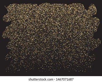 Chaotic squares on black background. Graphic element for your design. Vector illustration vintage. Gold elegant trendy pattern for paper packaging, greeting card, banner, invitation, postcard.