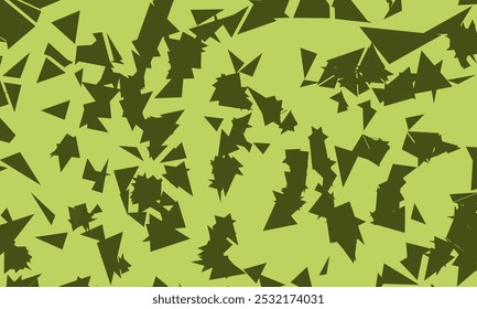 Fondo geométrico caótico y apilado. Diseño de color verde oliva con Elementos triangulares modernos.