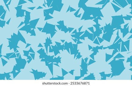 Chaotic and stacked triangle pattern background on blue sky color. Abstract geometric design for banner, greeting, celebration, backdrop, decoration, display, branding, marketing, surface, comic