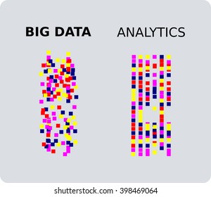 The Chaotic State Of Big Data Put Into Order By The Use Of Analytics That Turn A Large Volume Of Information Into Insights Into Customer Behavior And Preferences That Makes Sense - Business Metaphor