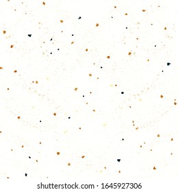 Chaotic stones terrazzo seamless pattern. Granite fragments texture backdrop. Italian flooring in Venetian style with natural stone, granite, quartz, marble, glass and concrete. Vector illustration.