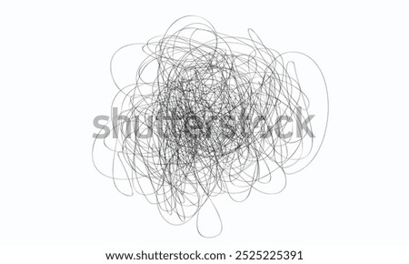Chaotic tangled line element isolated on white background. hand drawn chaos line. random irregular intersecting lines.eps8