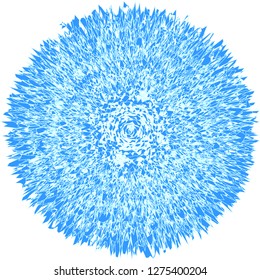 Chaotic textured background. Abstract blue explosion effect pattern. Radial graphic element.