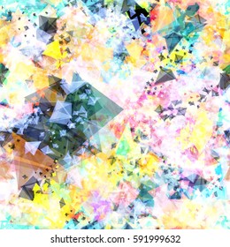 Chaotic transparent overlapping triangles. Like scattered gem stones. Abstract seamless texture. Abstract vector background