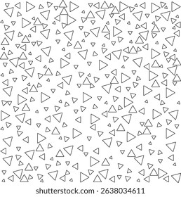 Chaotic Triangle Vector Pattern Monochrome Seamless Design with Scattered Shapes and Memphis-Style Geometric Texture