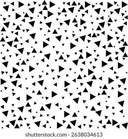 Chaotic Triangle Vector Pattern Monochrome Seamless Design with Scattered Shapes and Memphis-Style Geometric Texture