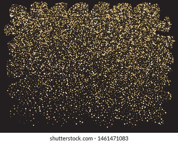 Chaotic triangles on black background. Vector illustration object. Magic design's elements. Gold elegant trendy pattern for paper packaging, greeting card, banner, invitation, postcard.