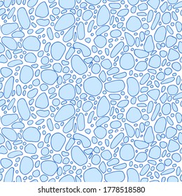 Manchas o puntos de pulverización desiguales y caóticos sin fisuras en el patrón vectorial. Tonos de spray azul aislados en blanco. Blobs de varios tamaños de ornamento abstracto para envolver papel, textil, papel de tela y papel tapizado