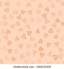 chaotic vector colored doodle hearts seamless pattern - for Valentine's day