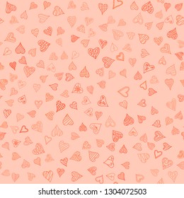chaotic vector colored doodle hearts seamless pattern - for Valentine's day