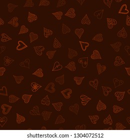 chaotic vector colored doodle hearts seamless pattern - for Valentine's day