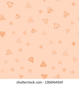 chaotic vector colored doodle hearts seamless pattern - for Valentine's day