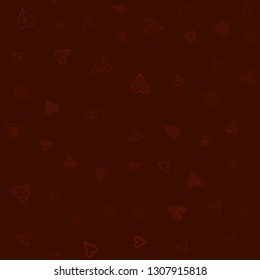 chaotic vector colored doodle hearts seamless pattern - for Valentine's day