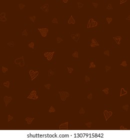 chaotic vector colored doodle hearts seamless pattern - for Valentine's day