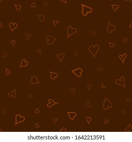 chaotic vector colored doodle hearts seamless pattern - for Valentine's day