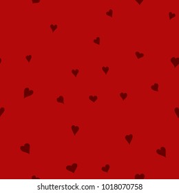 chaotic vector doodle hearts seamless pattern - for Valentine's day