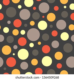 Chaotic vector pattern with circles. Modern seamless pattern with bright circles. Dots abstract pattern. Pattern for wallpaper, fabric, wrapping paper. Vector