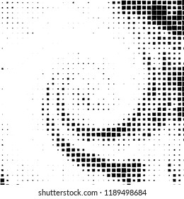 Chaotic vector pattern of squares. Abstract black and white spiral background