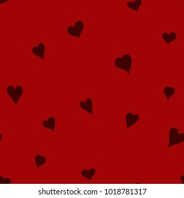 chaotic vector red doodle hearts seamless pattern - for Valentine's day