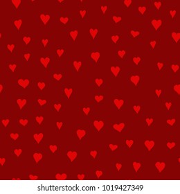 chaotic vector red doodle hearts seamless pattern - for Valentine's day