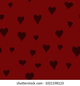 chaotic vector red doodle hearts seamless pattern - for Valentine's day
