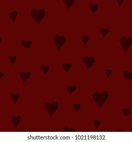 chaotic vector red doodle hearts seamless pattern - for Valentine's day