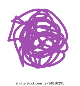 chaotic violet ink strokes creating a deep energetic ball of messy lines