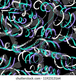 Chaotic waves seamless abstract pattern. Dynamic striped print texture for fall winter retro fashion and sportswear