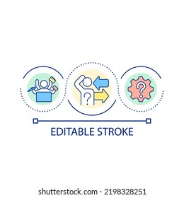 Chaotic Work Process Loop Concept Icon. Mess And Disorder At Work. Unorganized Process Abstract Idea Thin Line Illustration. Isolated Outline Drawing. Editable Stroke. Arial Font Used