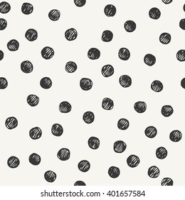 chaotically hand drawn polka dot pattern. vector illustration