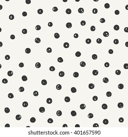 chaotically hand drawn polka dot pattern. vector illustration