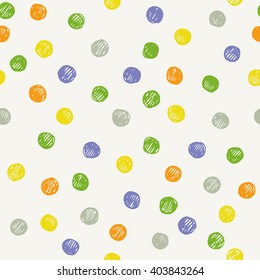 chaotically hand drawn polka dot pattern. vector illustration