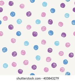 chaotically hand drawn polka dot pattern. vector illustration