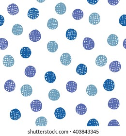 chaotically hand drawn polka dot pattern. vector illustration