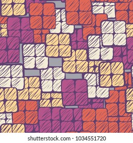A chaotically located group of four uneven squares. Seamless texture. Grunge fashionable style. Camouflage for mods.