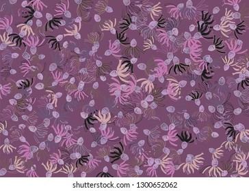 Chaotically Scattered Simple Hand Painted Flowers Original Vector Design. New Rustic Pattern with Marigold Flowers, Rudbekiy Flowers Ornament Editable Illustration in Blue and White