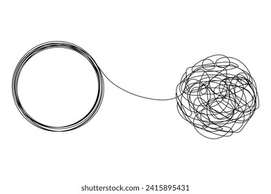 Chaotically tangled line drawing vector illustration.