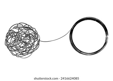 Chaotically tangled line drawing vector illustration.