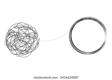 Chaotically tangled line drawing vector illustration.