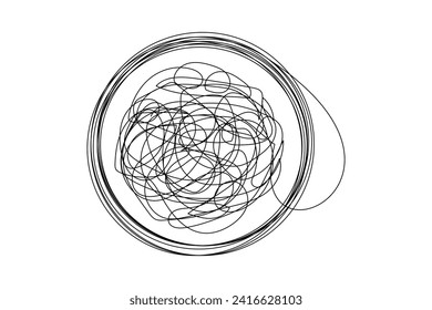 Chaotically tangled line drawing vector illustration.