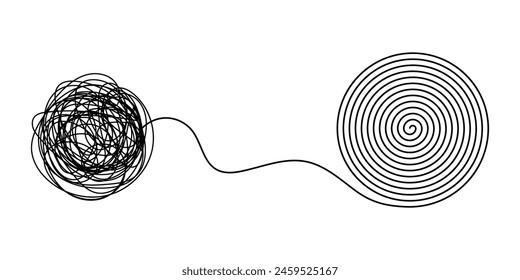 Chaotically tangled line drawing vector illustration.
