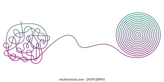 Chaotically tangled line drawing vector illustration.