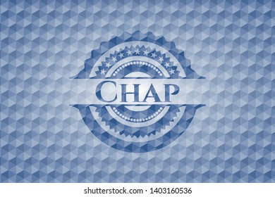 Chap blue polygonal emblem. Vector Illustration. Detailed.