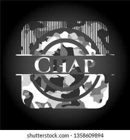 Chap on grey camo pattern
