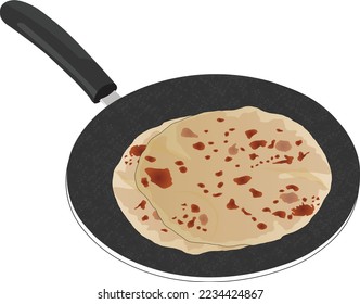 Chapathi oder Roti in tawa, Vektorgrafik-Datei	
