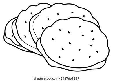 Chapati Illustration Line Art and Design Concept