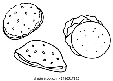 Chapati line art design elegant illustration artwork